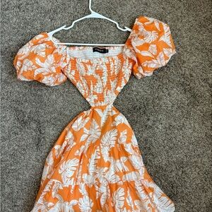 Etiquette Clothiers Orange and White Cut Out Ruffled Sundress WORN ONCE